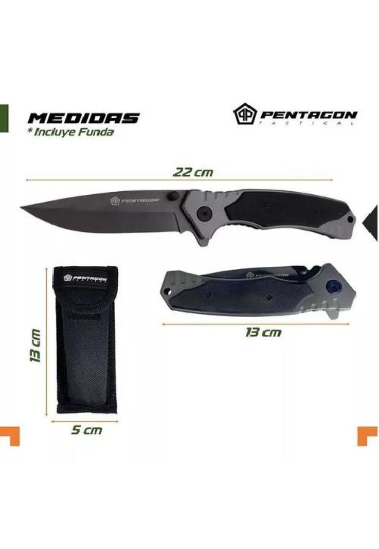 Cuchillo Táctico - Navaja Pentagon para Caza y Supervivencia, Color Ghost-1