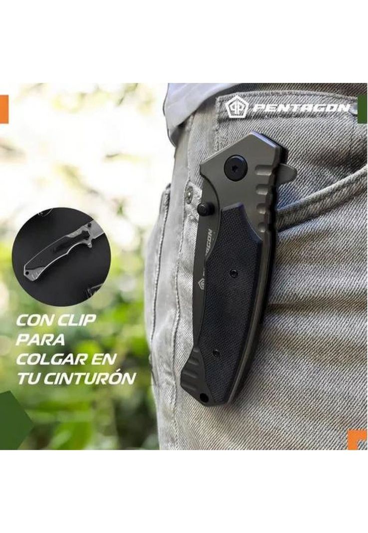 Cuchillo Táctico - Navaja Pentagon para Caza y Supervivencia, Color Ghost-3