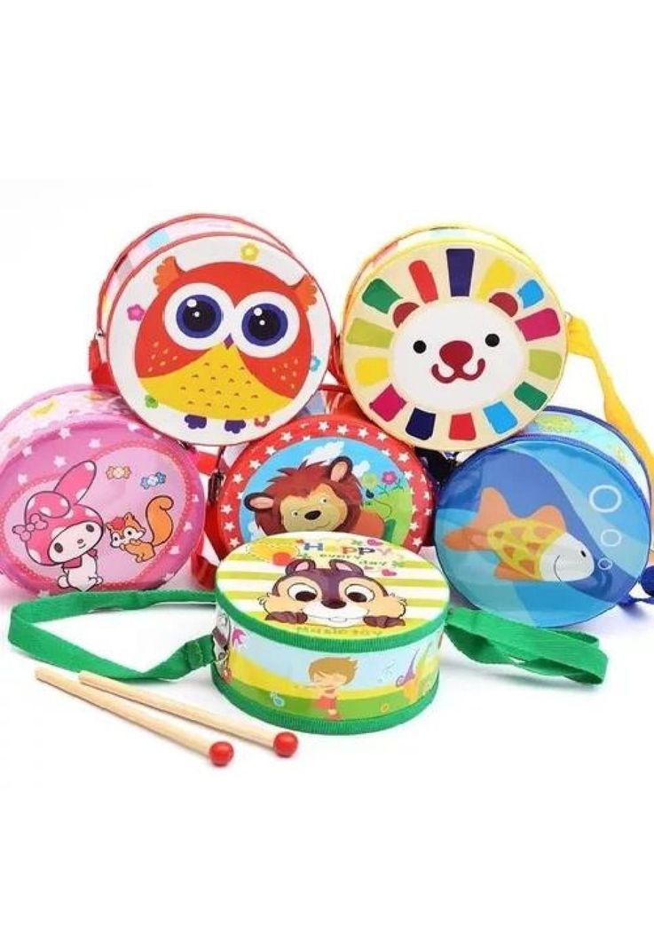 Tambor Musical de Madera para Niños y Bebés-0