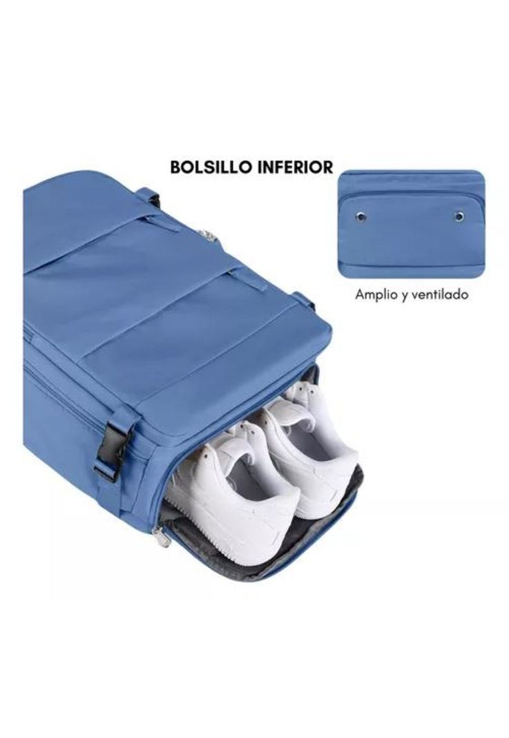 Mochila de viaje para avión, multifuncional, gran capacidad, 30 lts, color celeste-6
