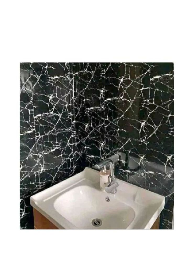 Lámina mural adhesiva efecto mármol negro, pack de 10-2