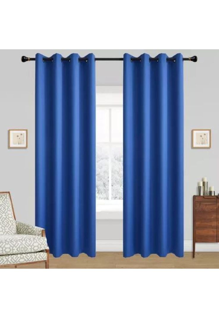 Cortina Lino Con Blackout Engomado Térmica 140x220 Azul-1