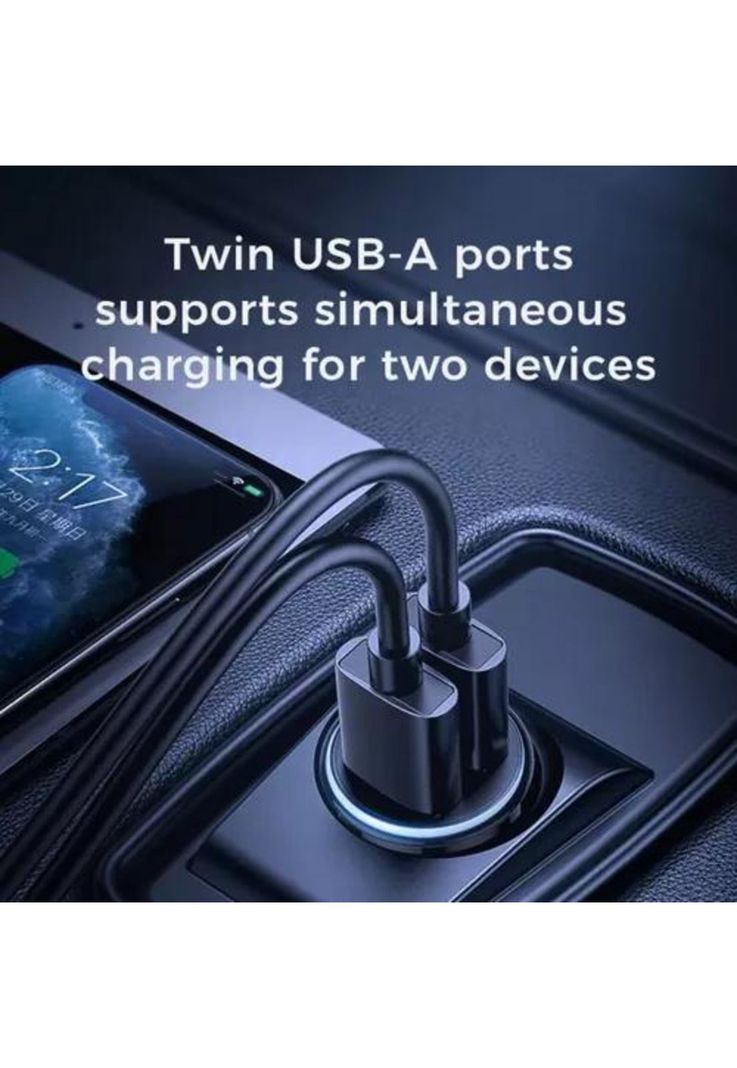 Cargador rápido para automóvil doble puerto USB 5V 3.1A negro-4