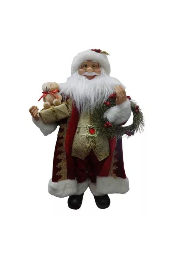 Viejo pascuero con regalo muñeco de Navidad rojo-0