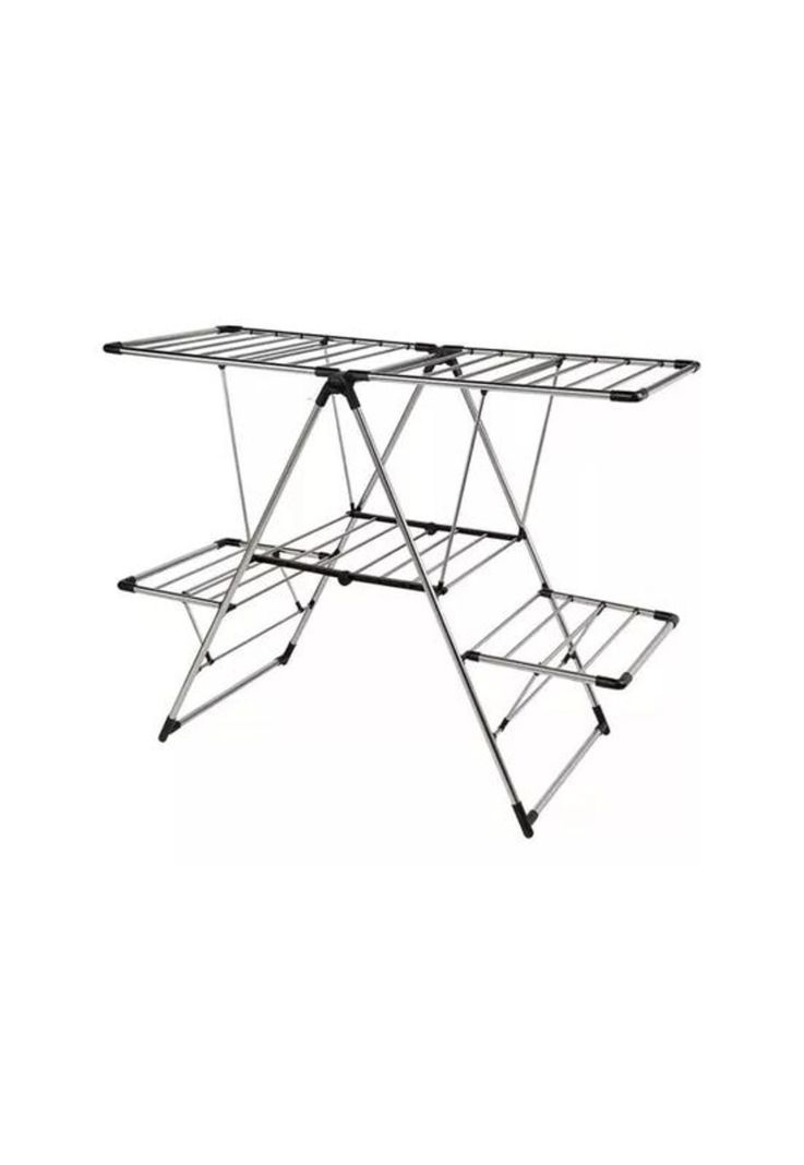 Tendedero plegable 156x61.5x100 cm acero inoxidable, color plateado-0