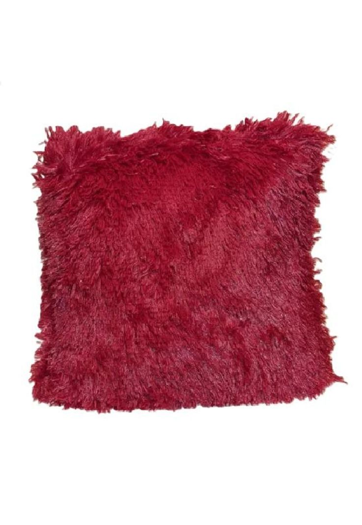 Fundas de cojín peluditas 45x45 cm color burdeos-0