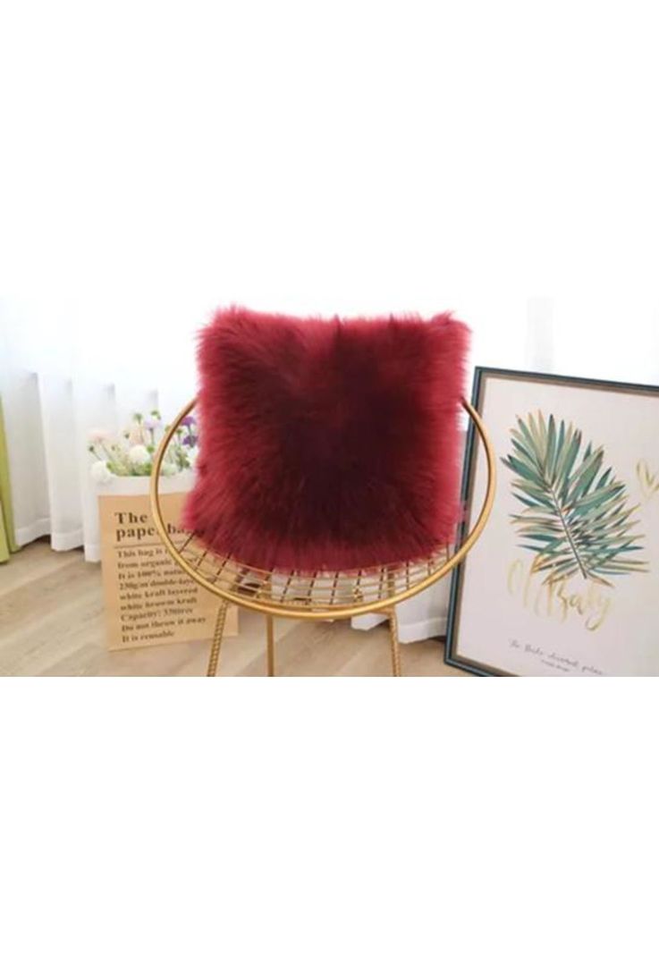 Fundas de cojín peluditas 45x45 cm color burdeos-1