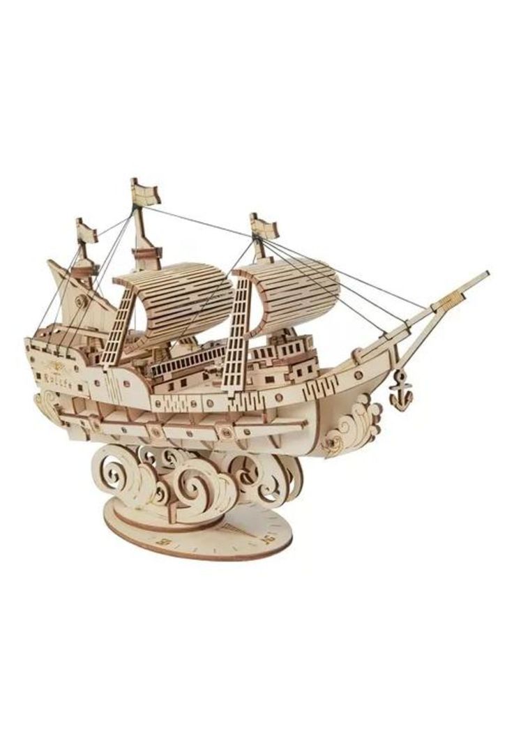 Barco mercante, puzzle 3D, color crema-0