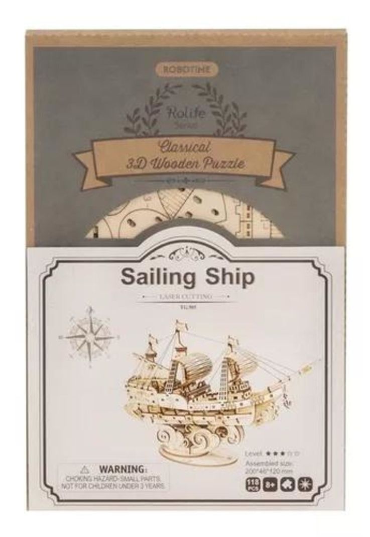 Barco mercante, puzzle 3D, color crema-2