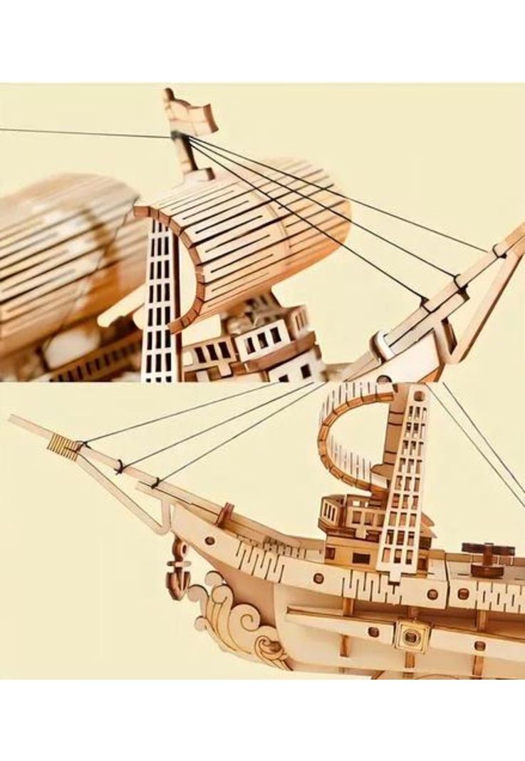 Barco mercante, puzzle 3D, color crema-4