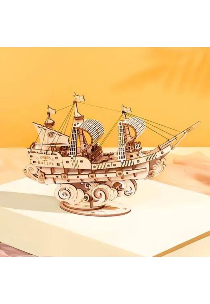 Barco mercante, puzzle 3D, color crema-5