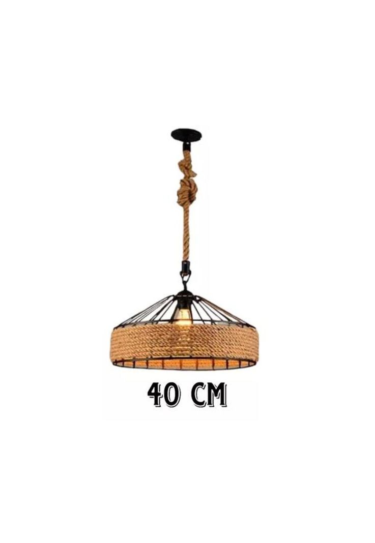Lámpara colgante rústica cuerda cáñamo 40 cm color café-1