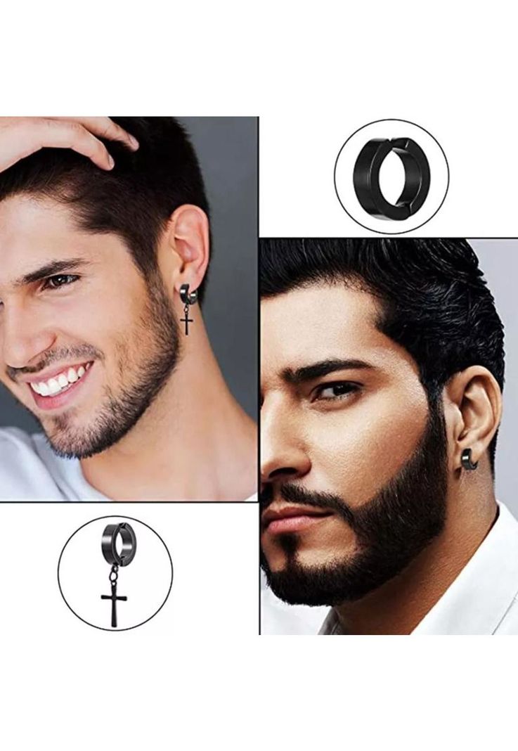 Set de 10 pares de aros piercing falsos a presión, color multicolor-3