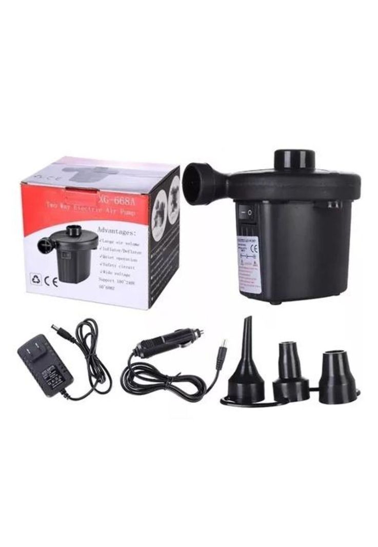 Inflador eléctrico multifuncional para 220V/12V, color negro-0