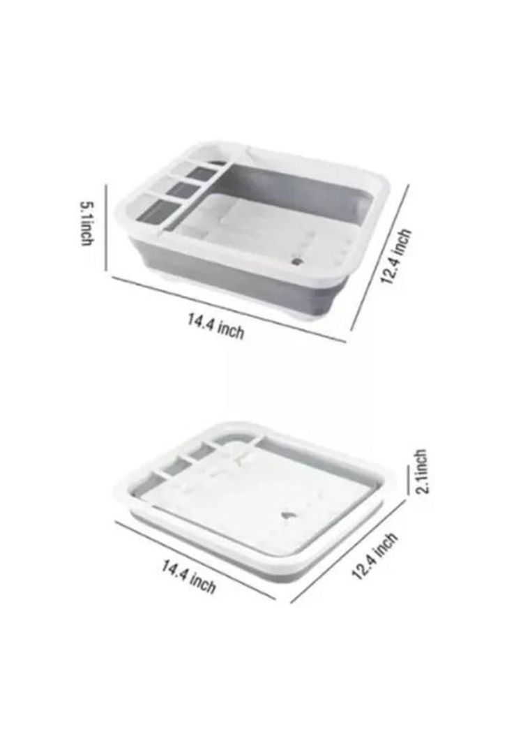 Secador de Platos Multiusos - Porta Cubiertos, Plegable, Cocina, Color Blanco/Gris-1