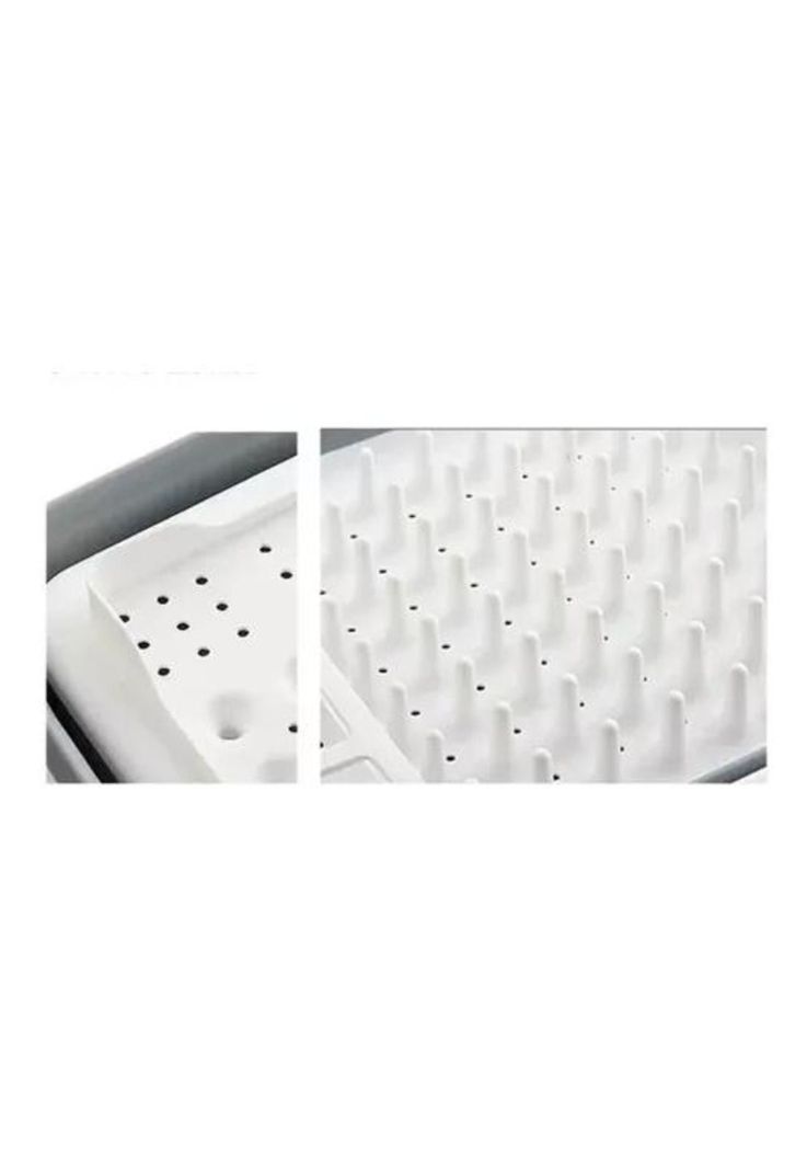 Secador de Platos Multiusos - Porta Cubiertos, Plegable, Cocina, Color Blanco/Gris-3