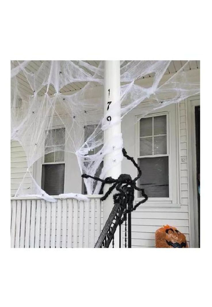Telaraña artificial, pack de 12, decoración de Halloween elástica-1