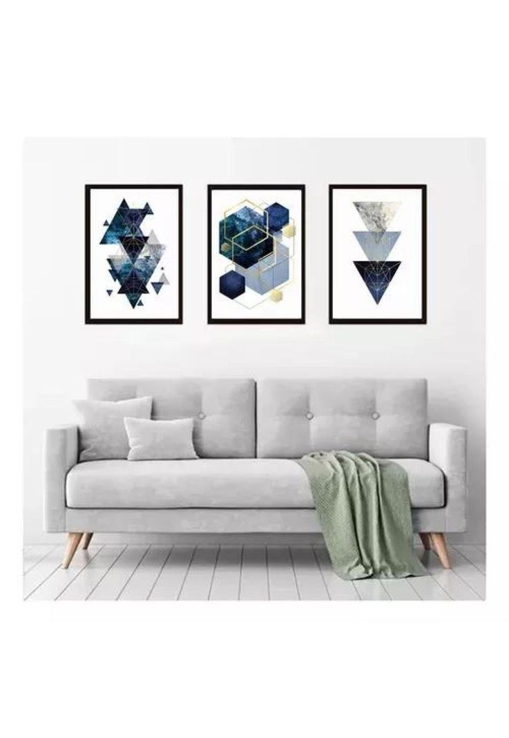 Cuadros abstractos geométricos, pack de 3 unidades, 35x50 cm-0
