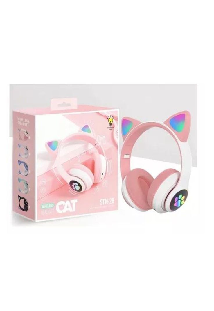 Auriculares gamer inalámbricos CAT Gaming STN-28 rosa LED-5