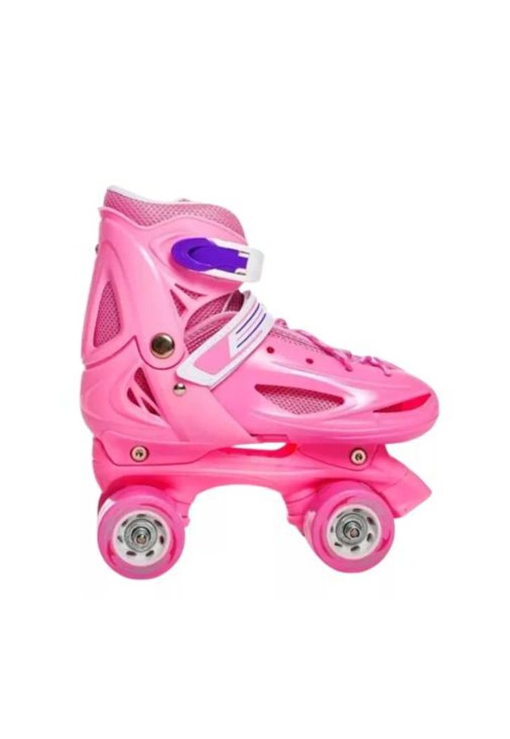 Patines rollers niña más protectores y casco talla M 33-36, rosado-0