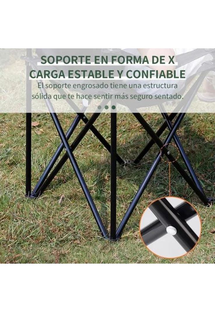 Silla plegable de playa camping con bolso de porta vasos verde-4