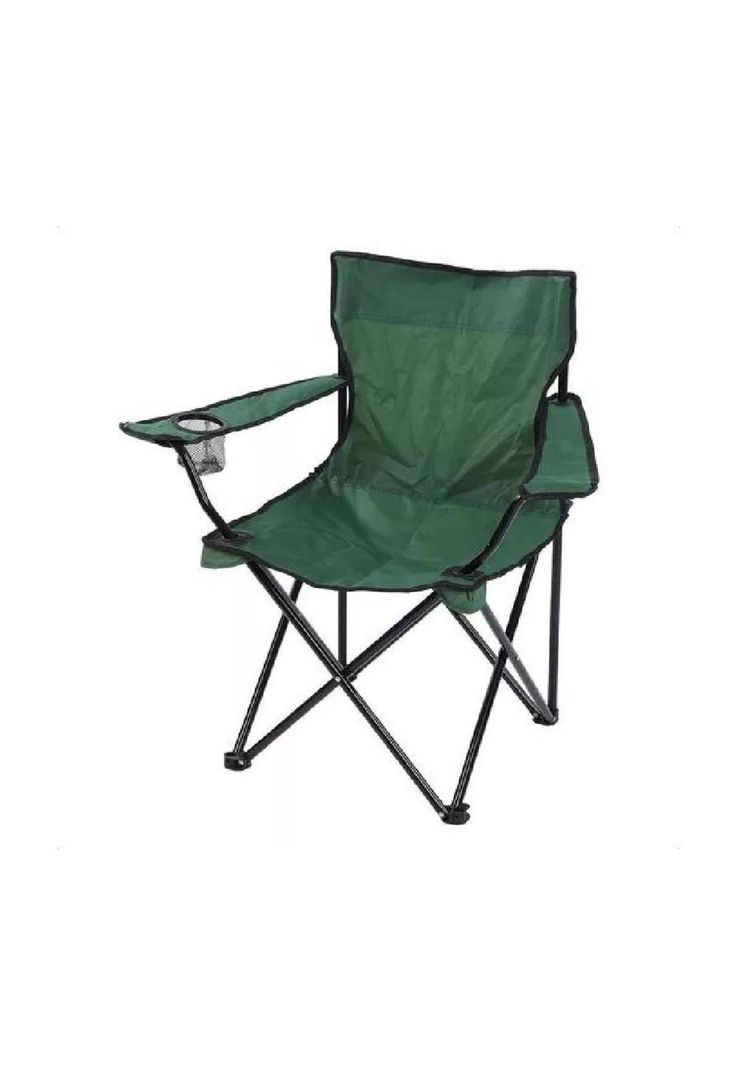 Silla plegable de playa camping con bolso de porta vasos verde-0