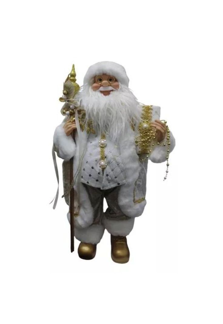 Viejo pascuero con regalo muñeco de Navidad blanco-0