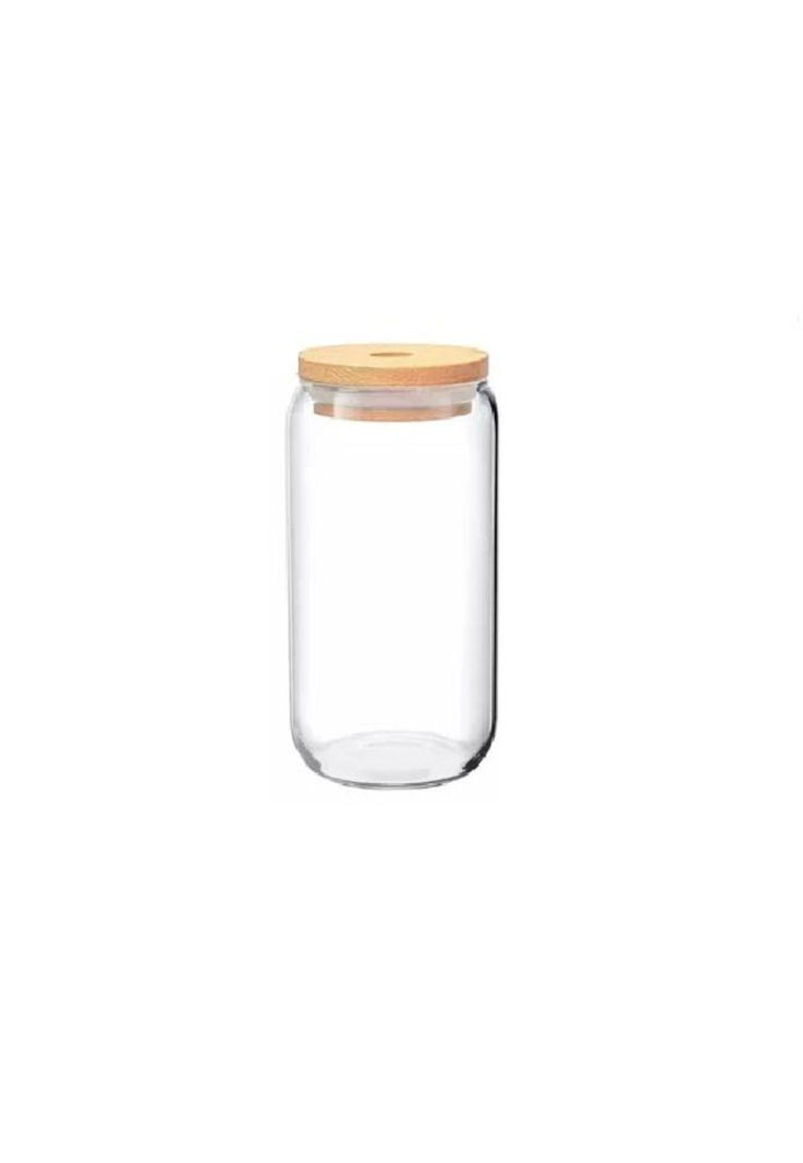 Set 4 Vasos Vidrio Tapa Bambú Cócteles-0