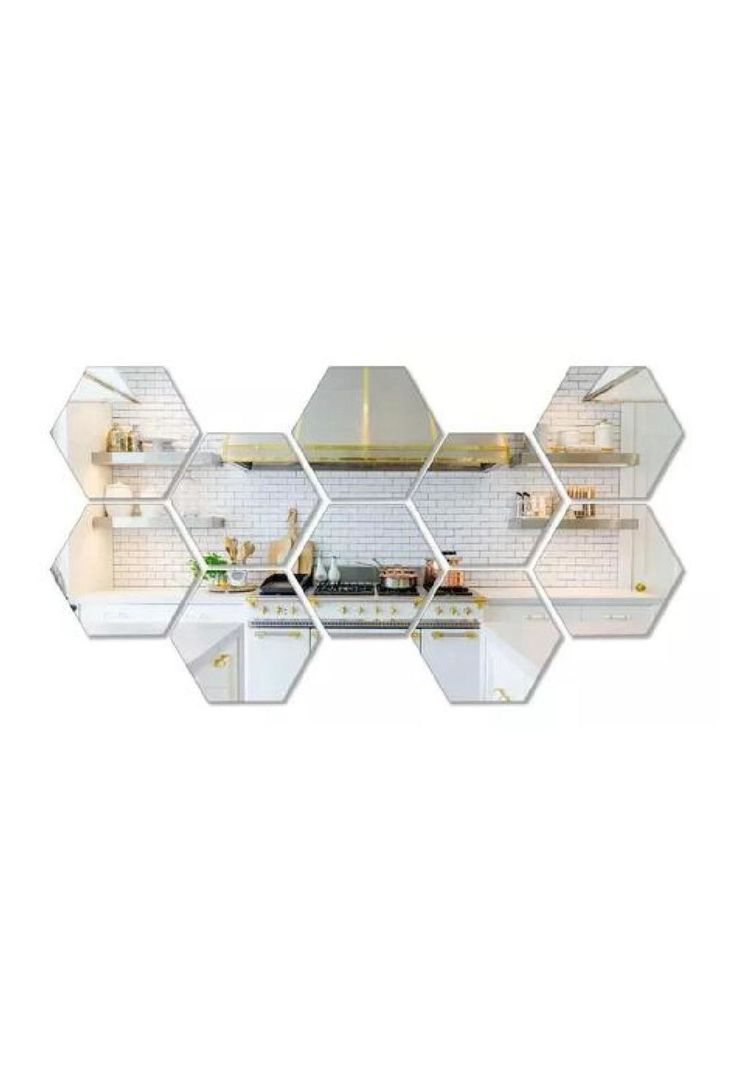 Set de espejos decorativos Marinshop vinilo acrílico hexagonal 6 unidades-1