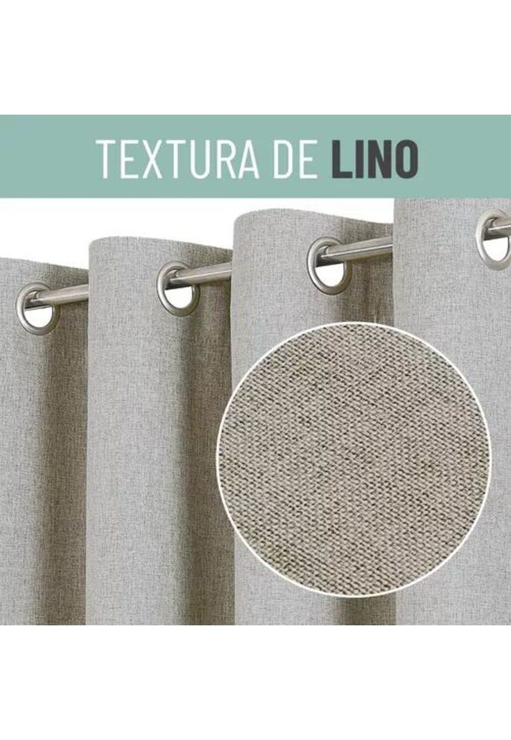 Cortina Blackout 100% 2 Paños 140x220cm Textura Lino Gris Claro-5