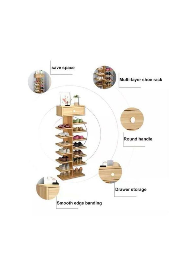 Zapatero Organizador Estante Zapatos 14 Pcs Hall Armario Blanco-1