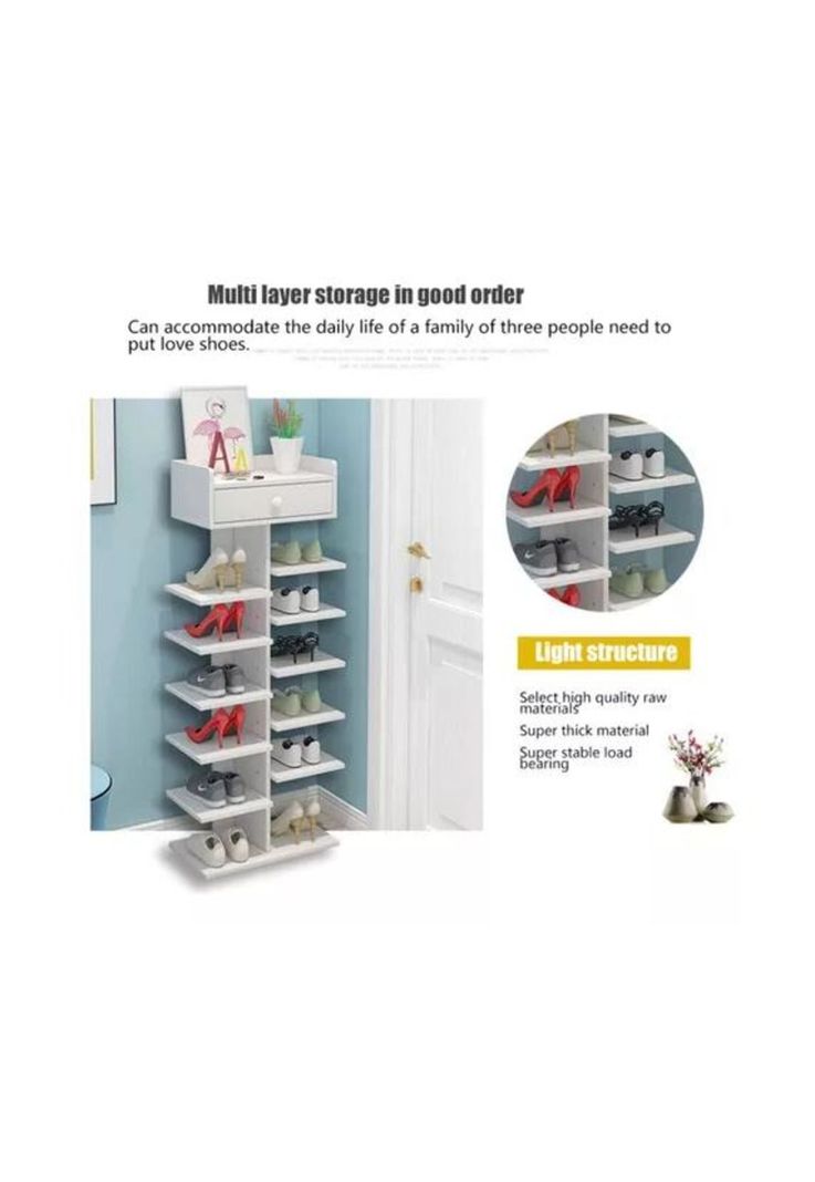 Zapatero Organizador Estante Zapatos 14 Pcs Hall Armario Blanco-6