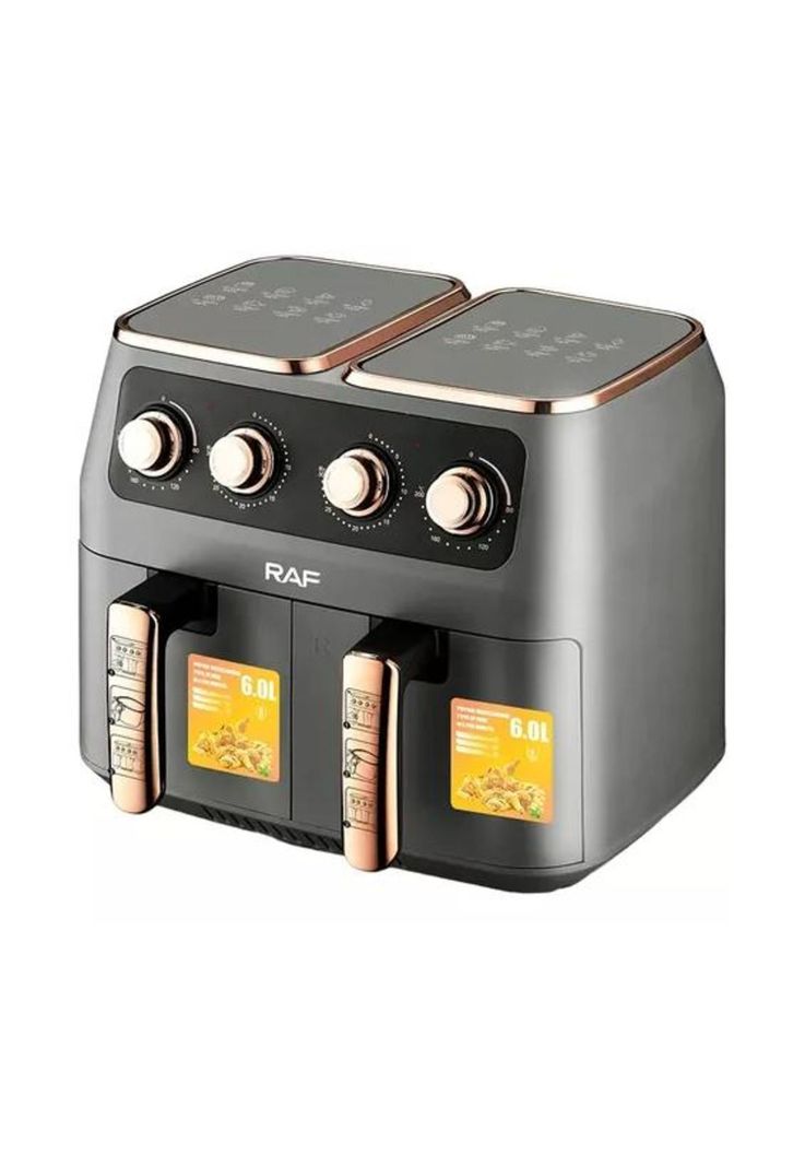 Freidora de aire doble cesta 6L + 6L, Air Fryer, color negro-0