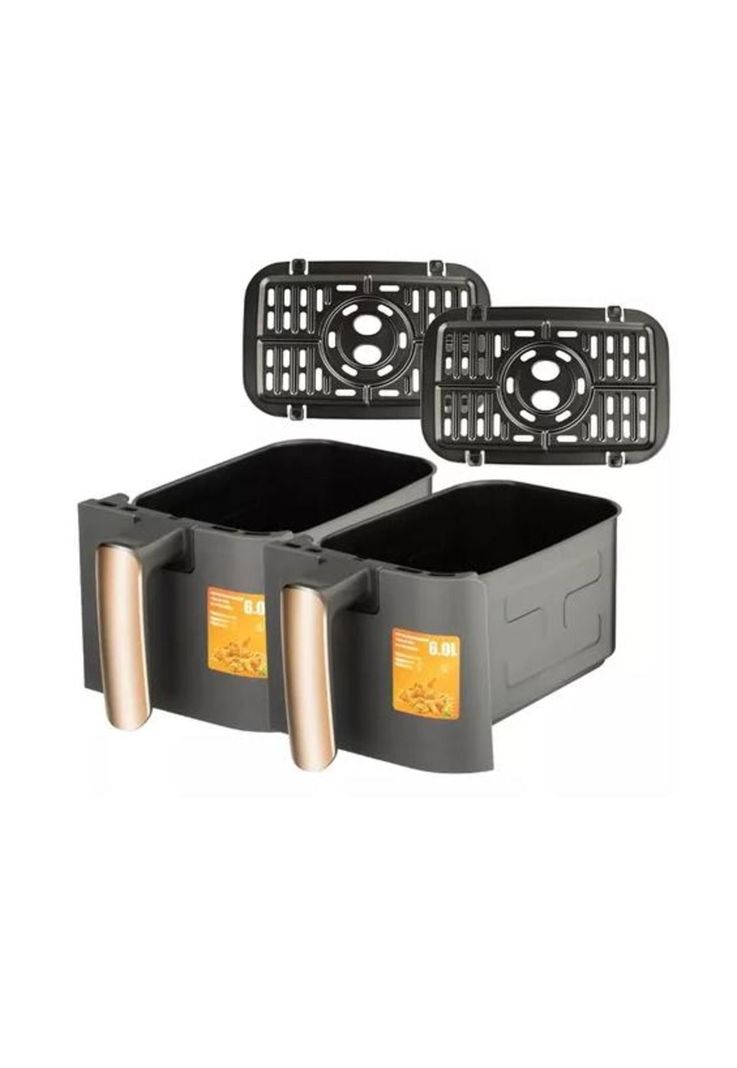Freidora de aire doble cesta 6L + 6L, Air Fryer, color negro-3