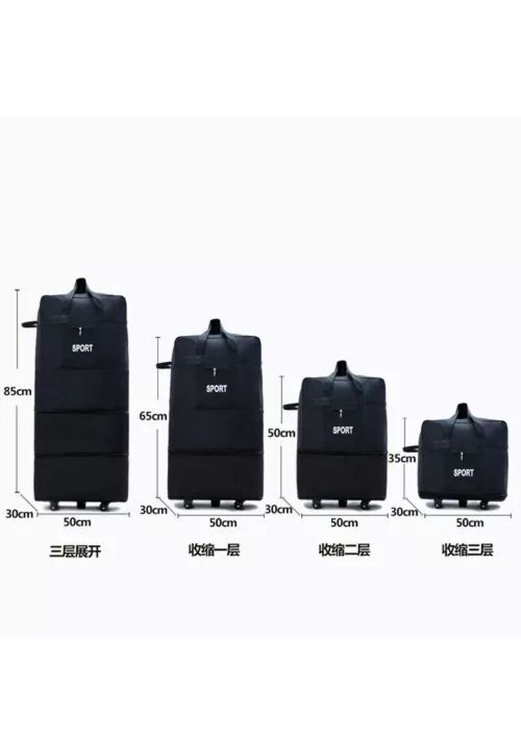 Bolso con 5 ruedas, talla ajustable, con cremallera, color negro-2