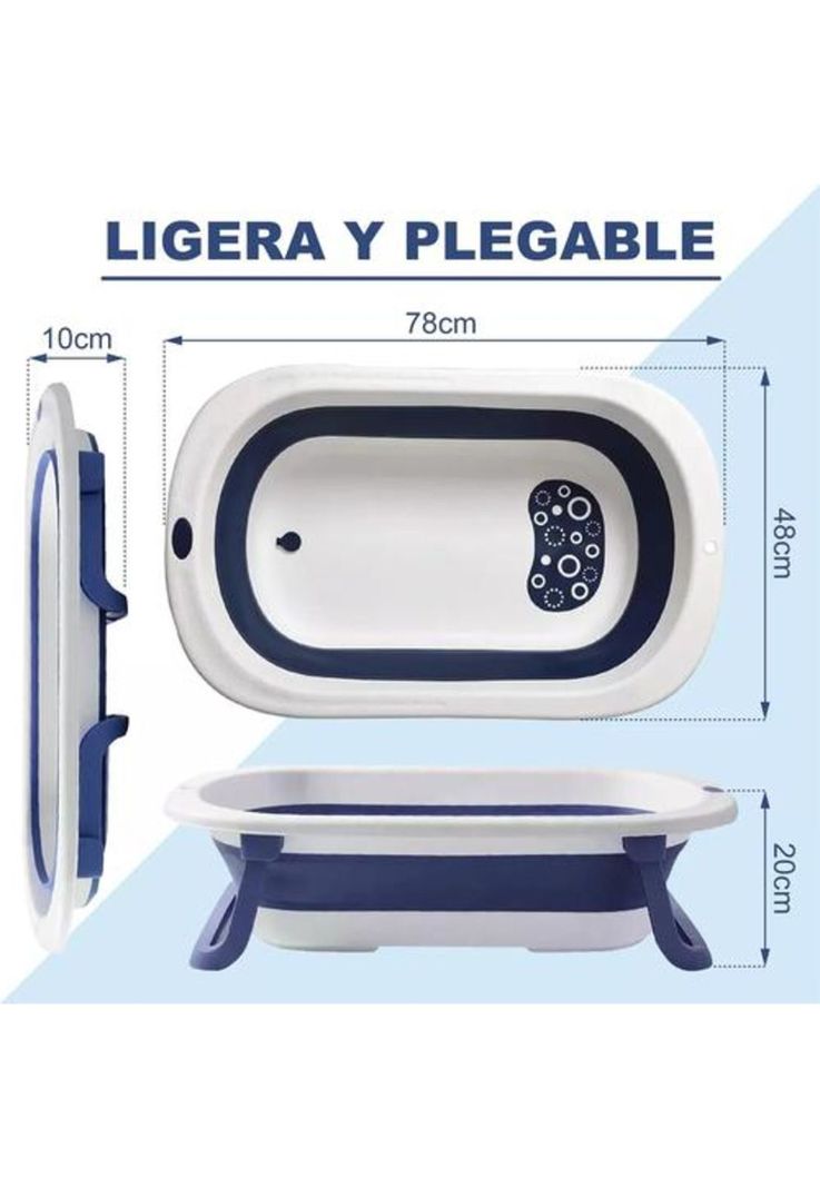 Tina bebé bañera plegable con malla reforzada, multicolor-5