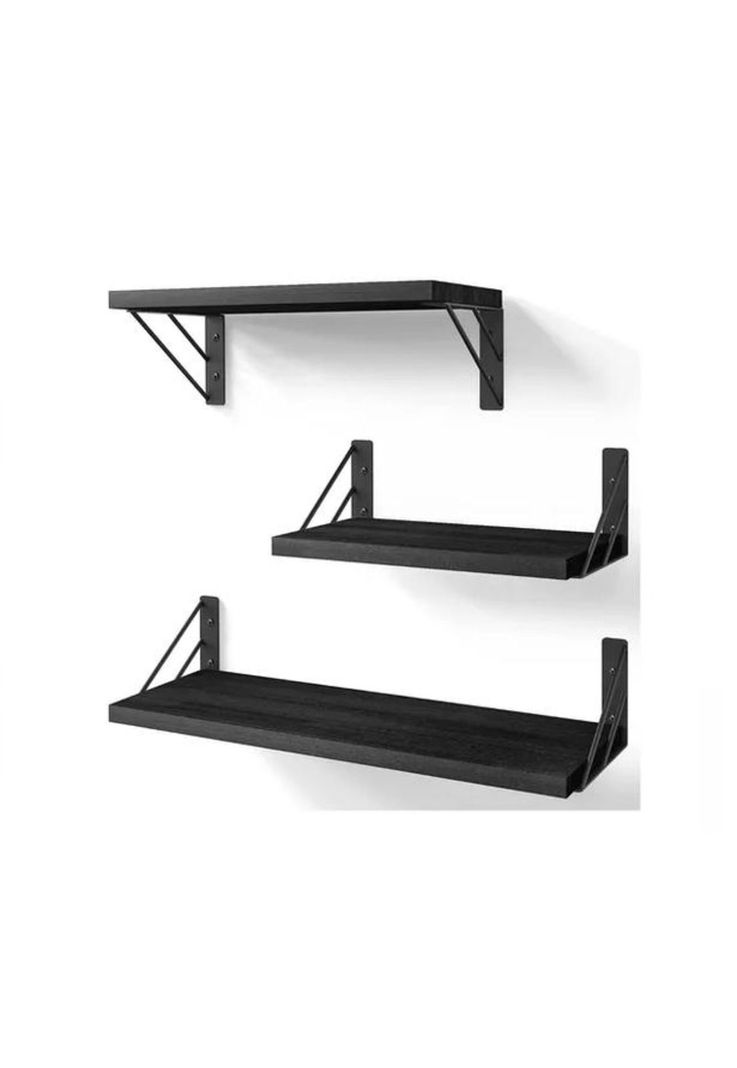Repisas Flotantes de Madera Multipropósito Kit 3 Negro-1