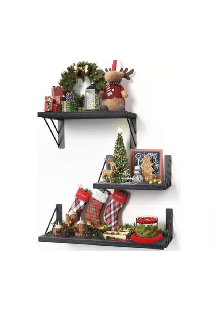 Repisas Flotantes de Madera Multipropósito Kit 3 Negro-2