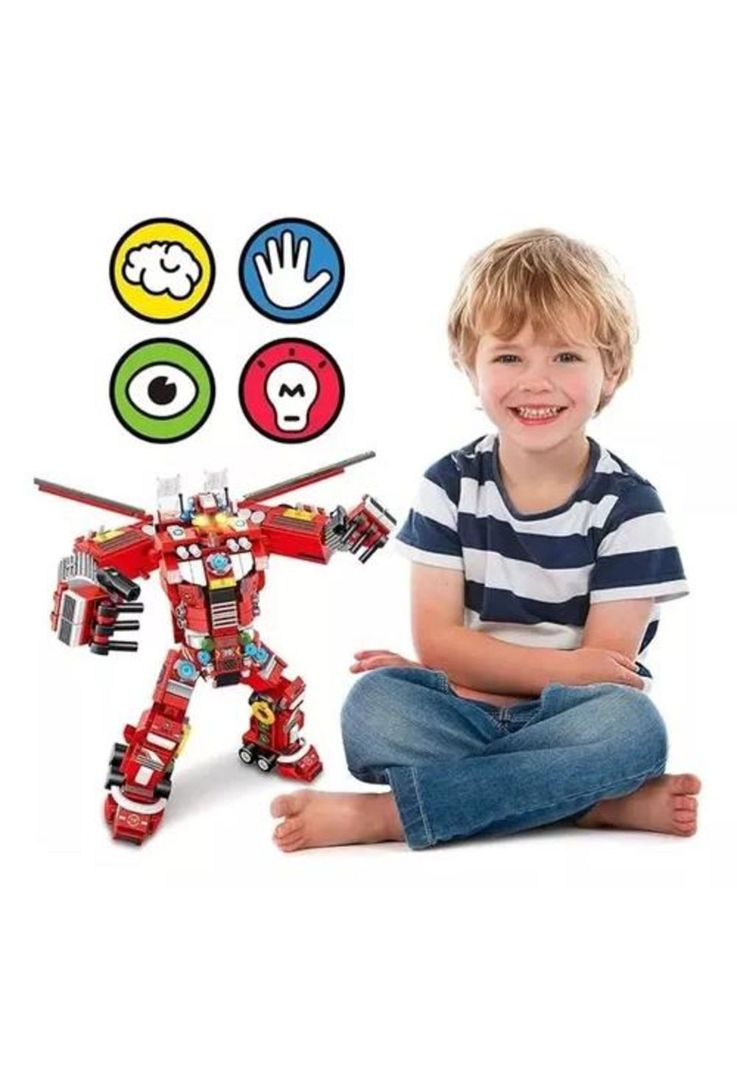 Juego bloques creativos para niños tren de transformación, 412 pcs rojo-0