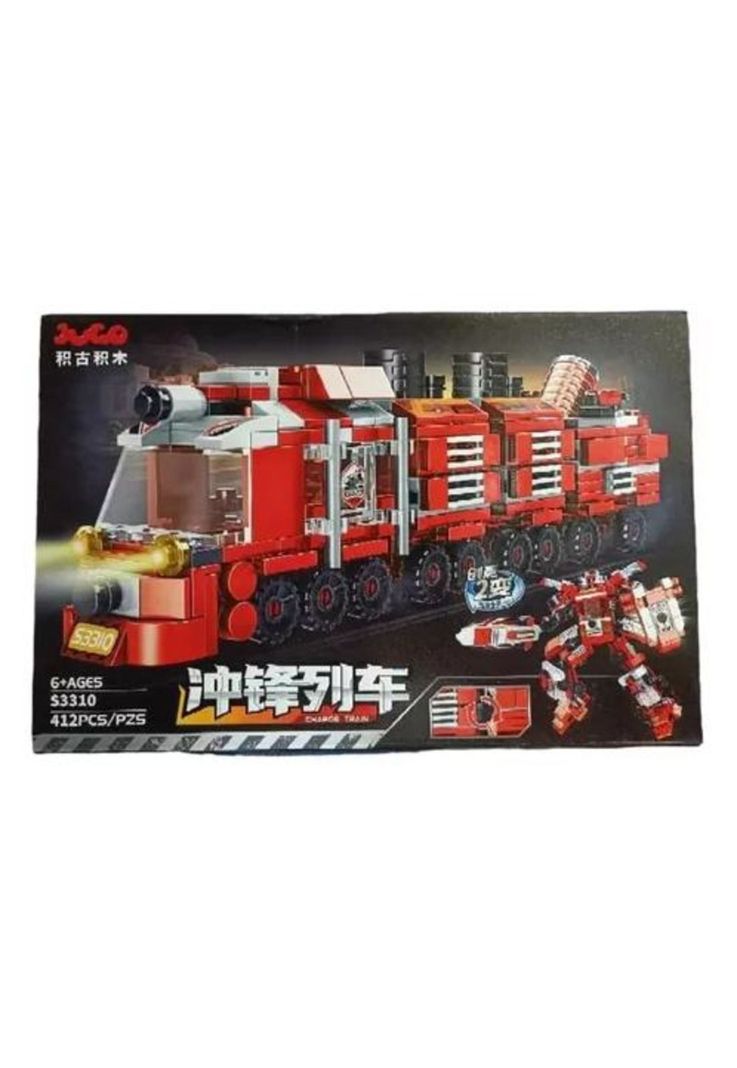 Juego bloques creativos para niños tren de transformación, 412 pcs rojo-1