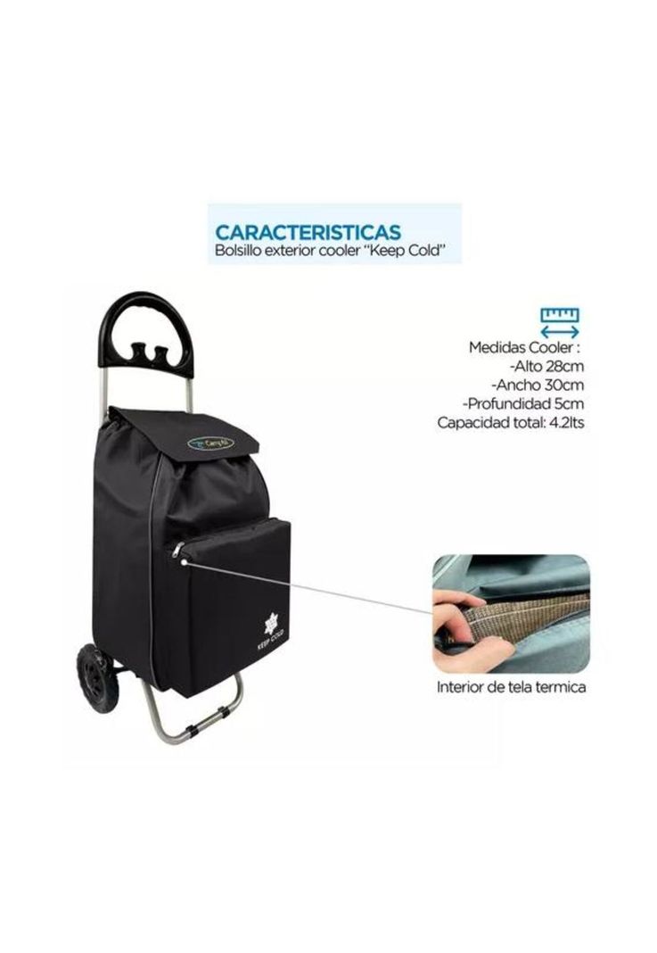 Carrito de compras plegable 47 L color negro-3