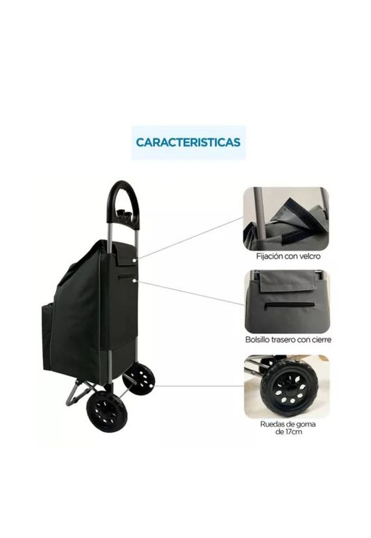 Carrito de compras plegable 47 L color negro-4