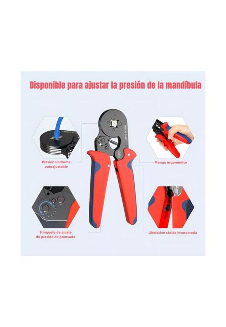 Crimpadora de terminales kit 2000 piezas pinza crimpadora, color rojo y negro-1