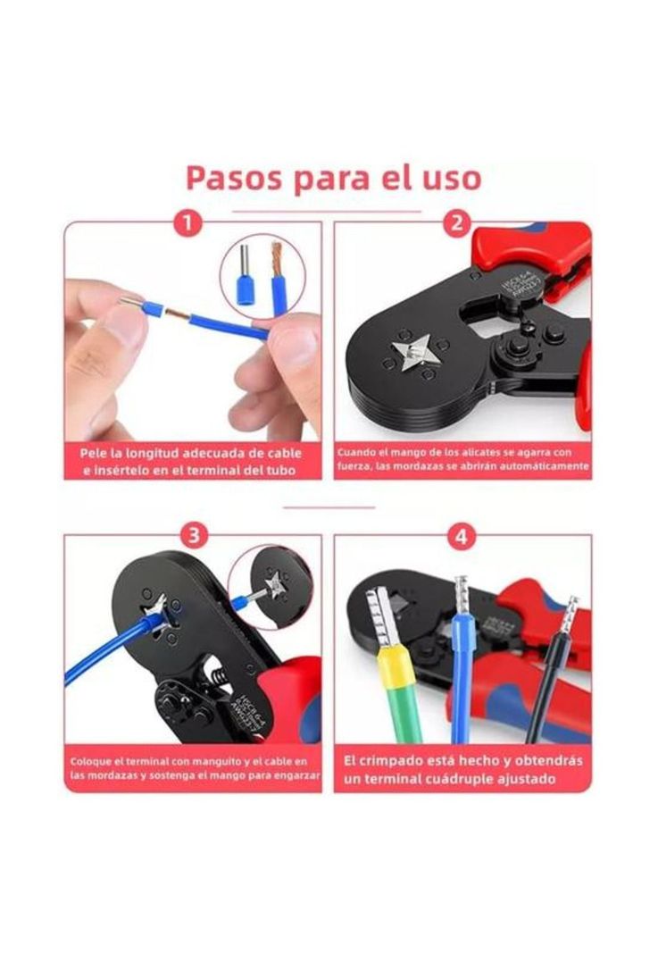 Crimpadora de terminales kit 2000 piezas pinza crimpadora, color rojo y negro-3