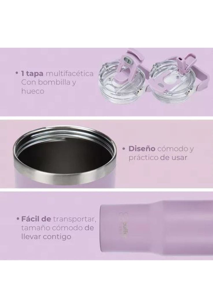 Vaso tumbler mug térmico, botella de agua, buffer, acero inoxidable, lila-4