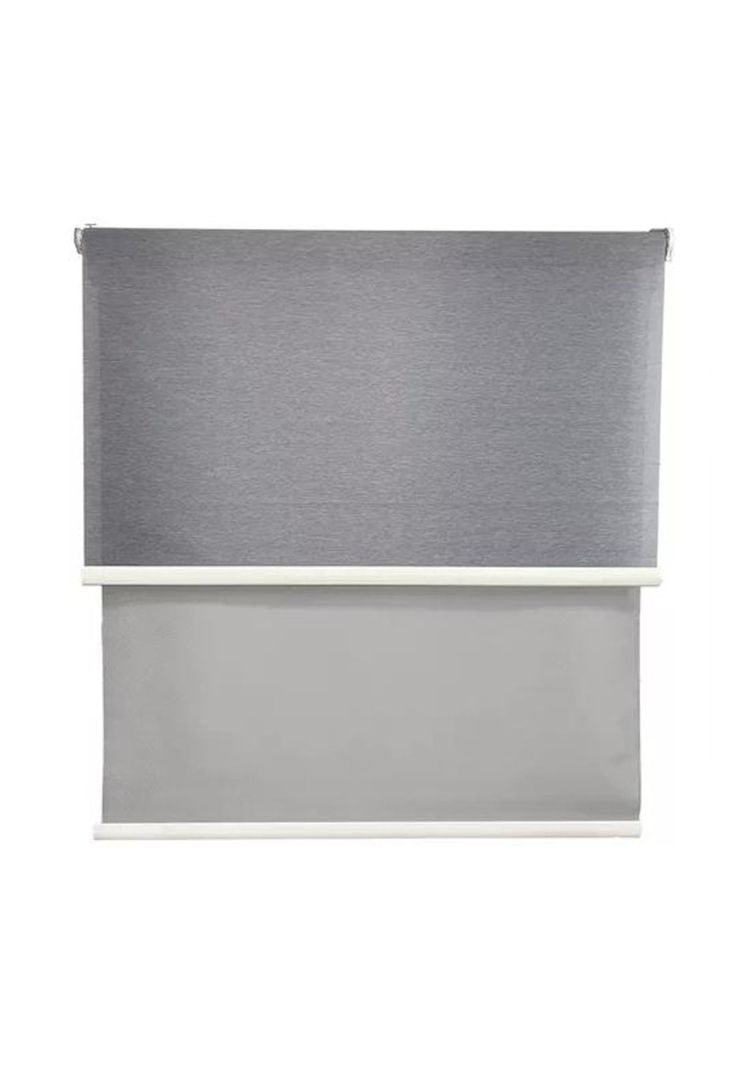 Cortina Roller Blackout 2 Paños 120x240 Doble Visillo Gris Sin Cenefa-0