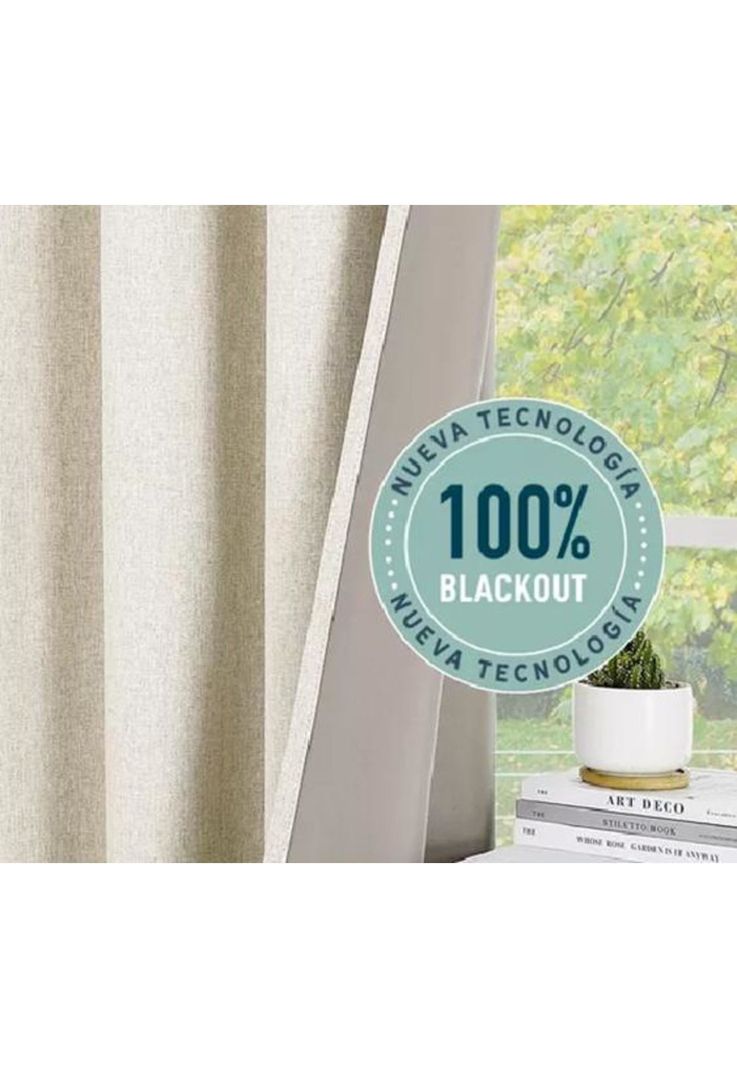 Cortina Blackout 100% 2 Paños 140x220cm Textura Lino Crudo-1