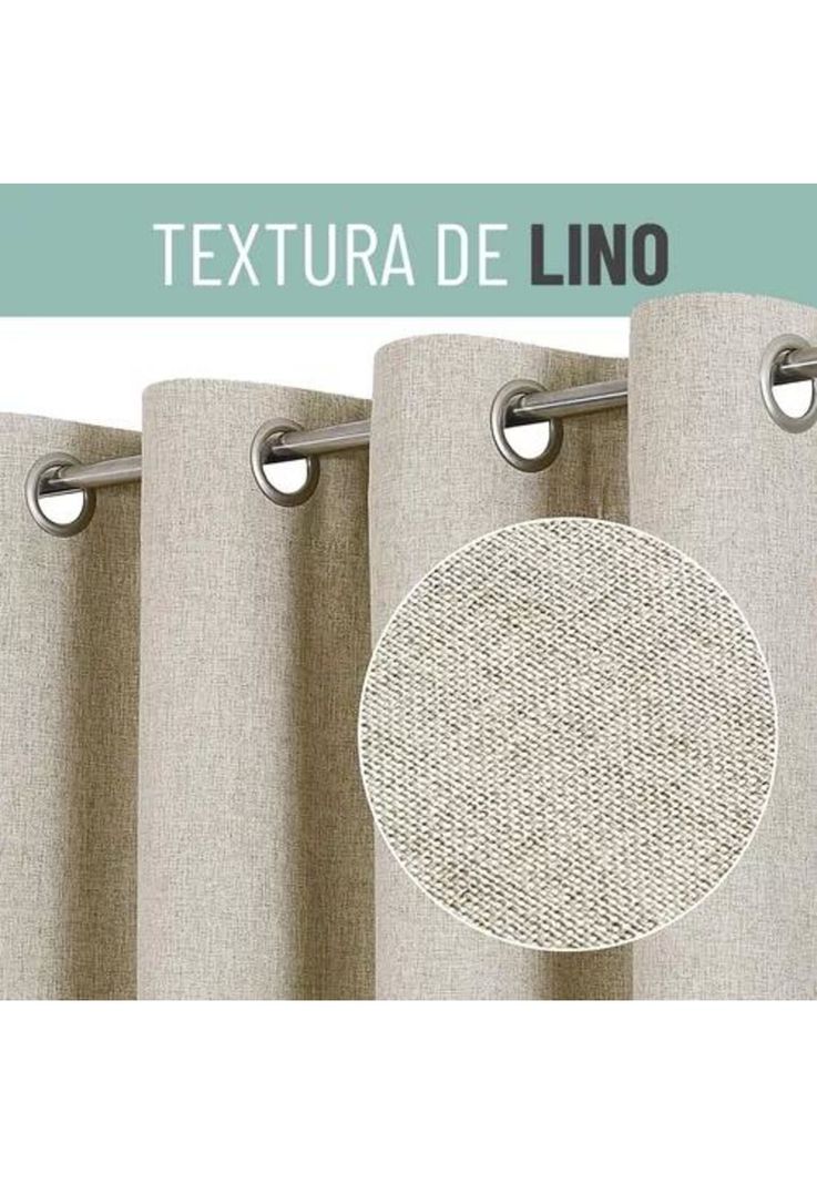 Cortina Blackout 100% 2 Paños 140x220cm Textura Lino Crudo-3