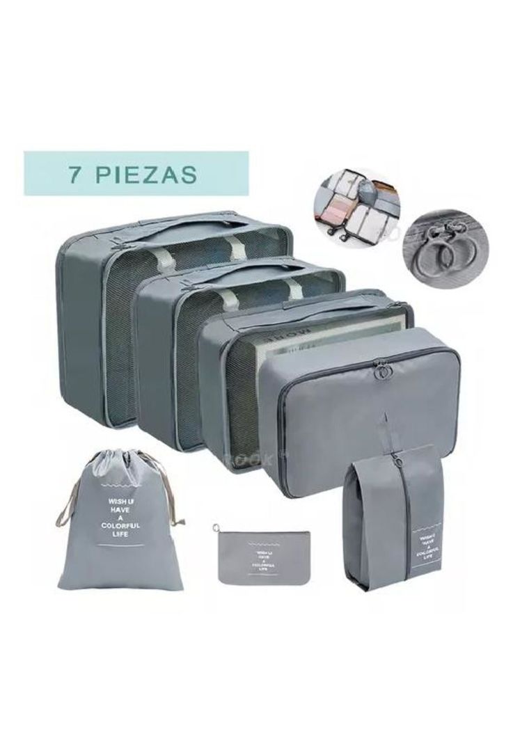 Bolsas de Viaje Organizador 7 en 1 - Color Gris-1