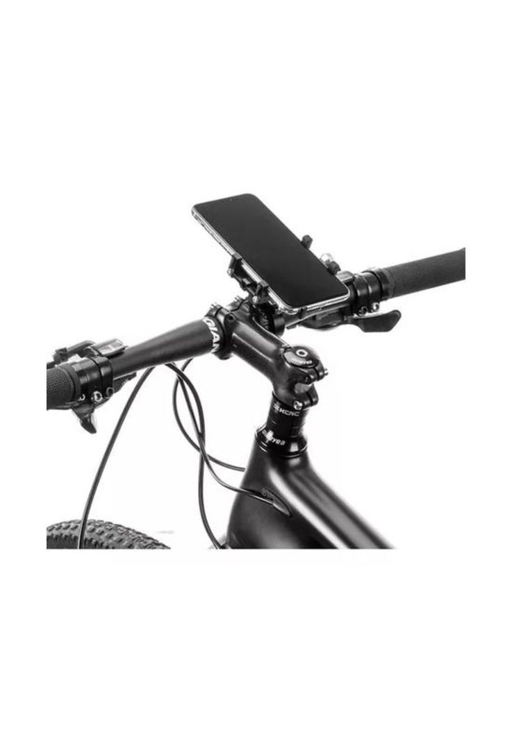 Soporte de aluminio para celular en bicicleta y moto, color negro-1